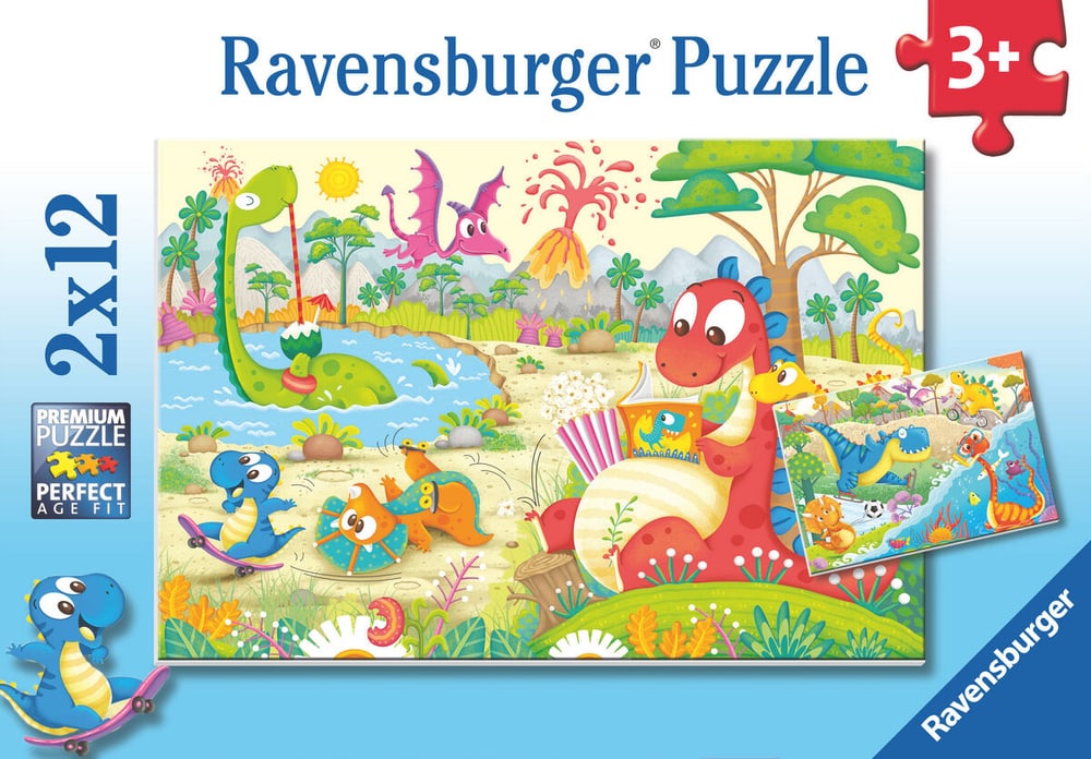 RVB Puzzle 2X12 P. Dinosauri preferiti Puzzle Ravensburger 749063500000 N. figura 1