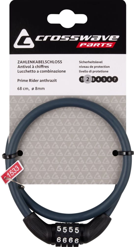 Prime Rider Zahlenschloss Veloschloss Crosswave 474843499986 Grösse One Size Farbe anthrazit Bild-Nr. 1