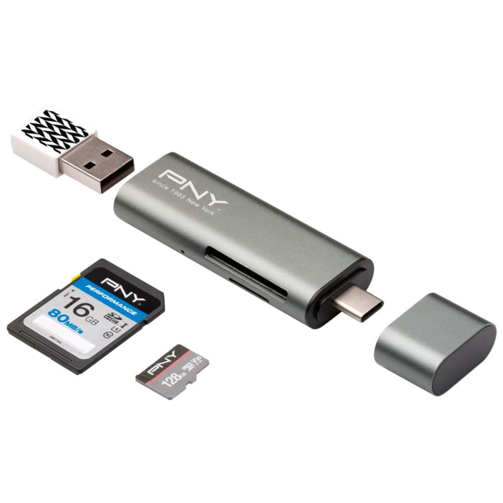 Lecteur de carte mémoire Typ C / Adaptateur USB Lecteur de cartes PNY Technologies 798231600000 Photo no. 1
