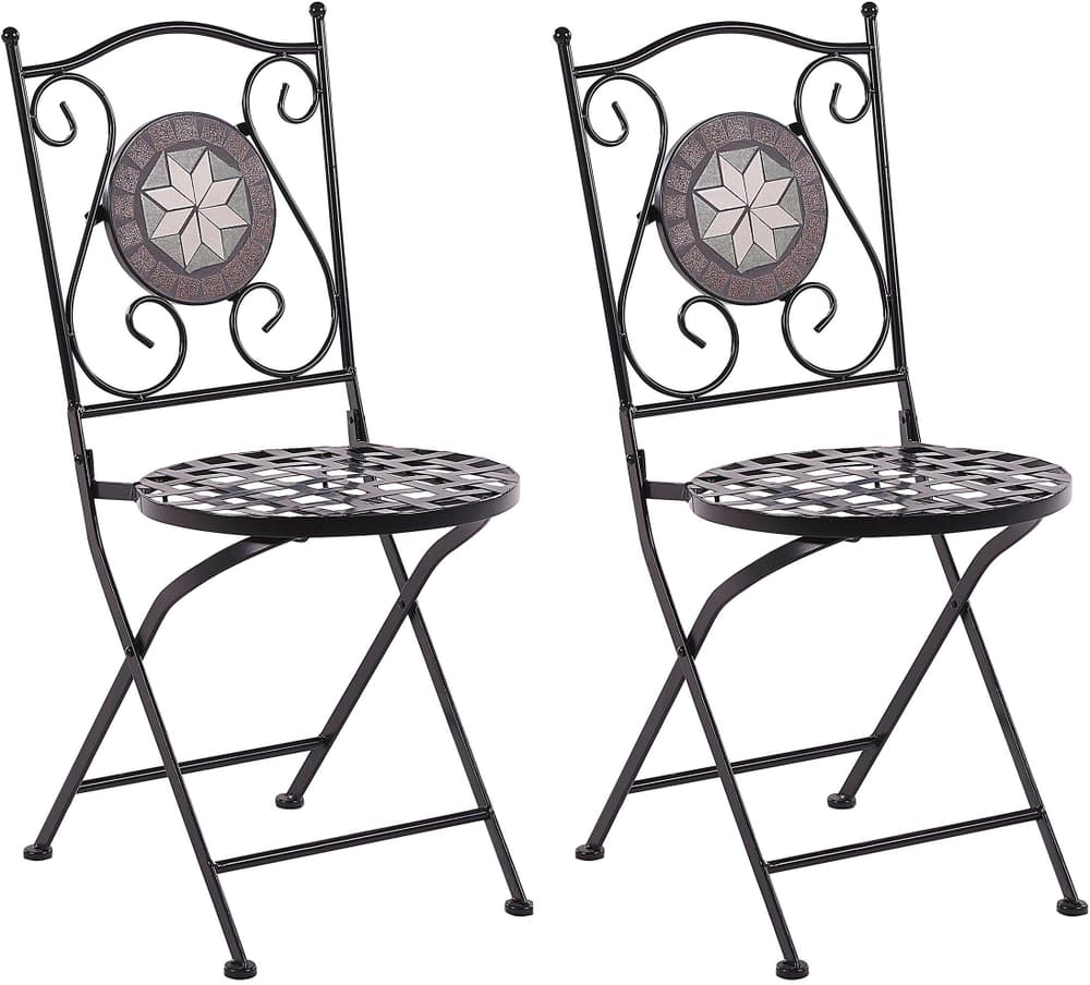Set di 2 sedie da giardino in metallo nero CARIATI Sedia da giardino Beliani 674733900000 N. figura 1