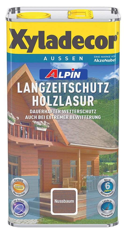 Alpin Langzeitschutz Holzlasur Nussbaum 5 l Holzlasur XYLADECOR 661514700000 Bild Nr. 1