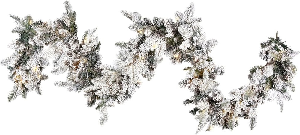 Weihnachtsgirlande weiss mit LED-Beleuchtung Schnee bedeckt 270 cm SUNDO Girlande Beliani 659199400000 Bild Nr. 1