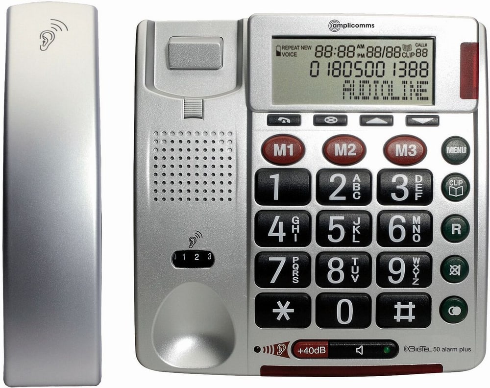 Big Tel 50 Alarm Plus Téléphone à gros boutons Téléphone fixe Amplicomms 79406190000020 Photo n°. 1