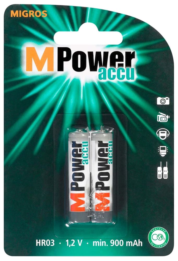 Batteria AAA/HR03 900mAh NiMH MPower 2pz M-Power 9000030492 No. figura 1