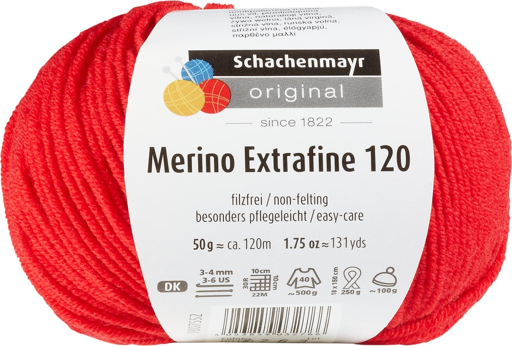 Wolle Merino Extrafine 120 Wolle Schachenmayr 665510300060 Farbe Rot Bild Nr. 1