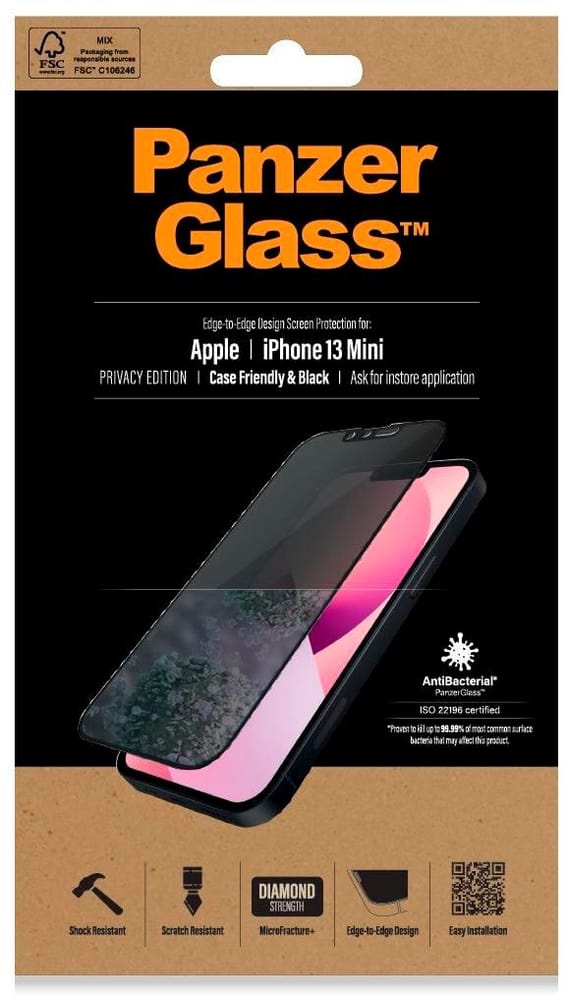 Case Friendly AB Privacy iPhone 13 mini Smartphone Schutzfolie Panzerglass 785302422954 Bild Nr. 1
