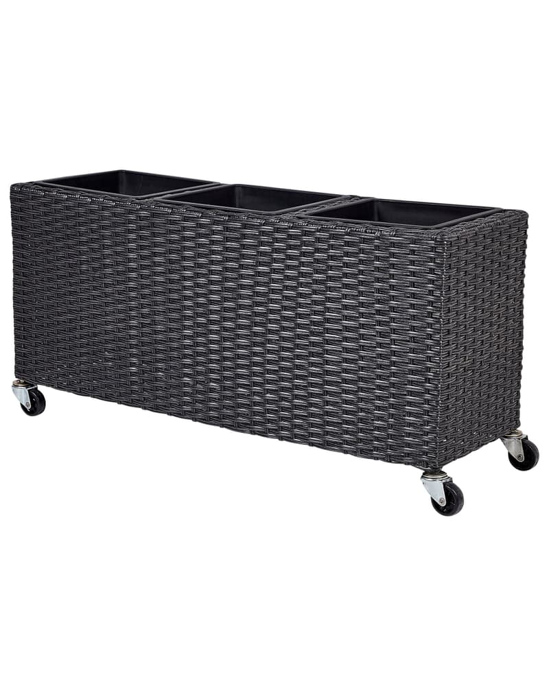 Vaso rattan nero BELLIS Vaso per piante Beliani 669700118891 N. figura 1