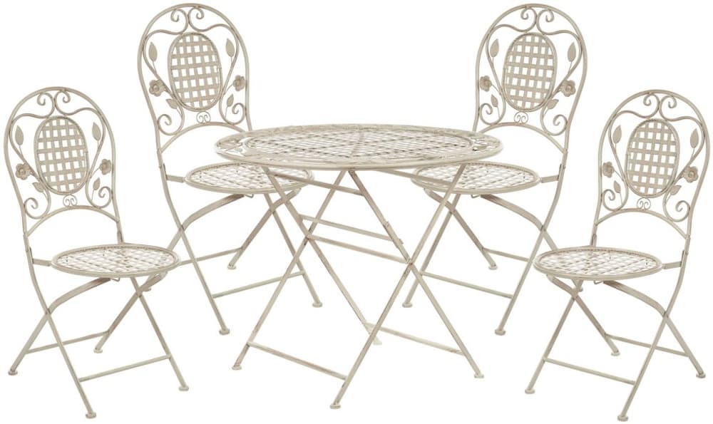 Balkonset cremeweiss Metall 4 Stühle Klapptisch BIVIO Bistro Set Beliani 759247800000 Bild Nr. 1