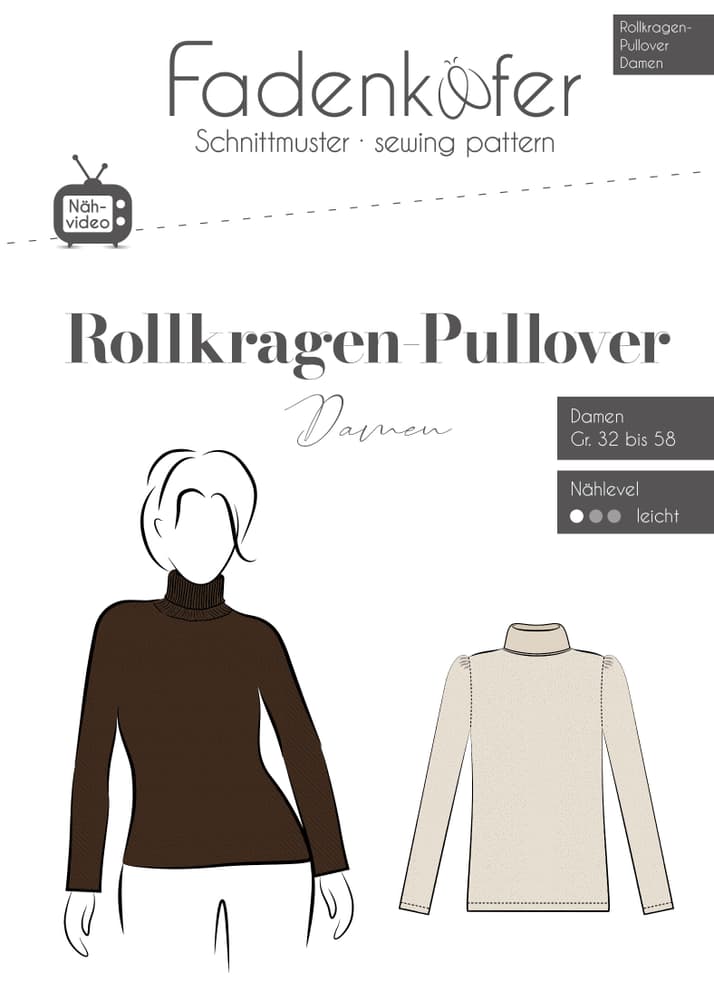 Papierschnittmuster Rollkragen-Pullover Schnittmuster Fadenkäfer 669700125685 Bild Nr. 1