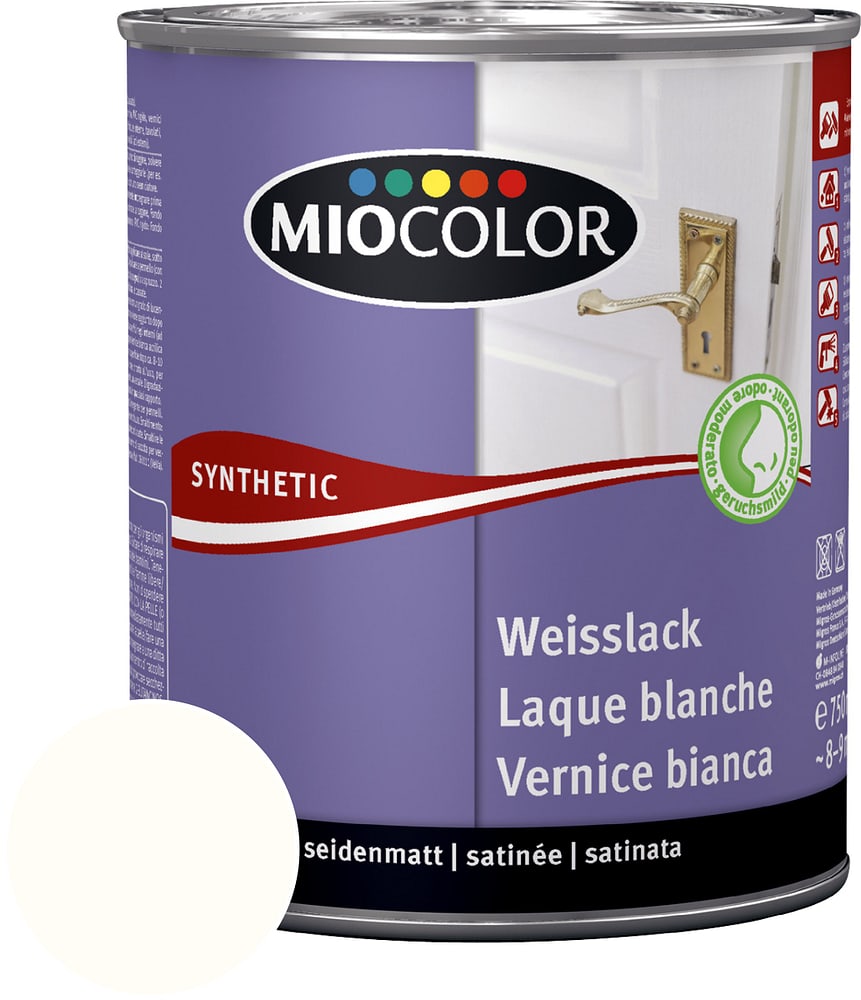 Synthetic Weisslack seidenmatt reinweiss 375 ml Synthetic Weisslack Miocolor 676770700000 Farbe Reinweiss Inhalt 375.0 ml Bild Nr. 1