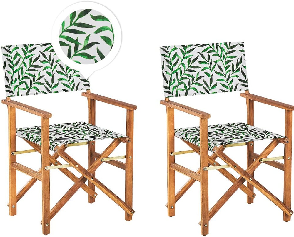 Lot de 2 chaises de jardin bois clair et crème à motif feuilles CINE Chaise de jardin Beliani 655799800000 Photo no. 1