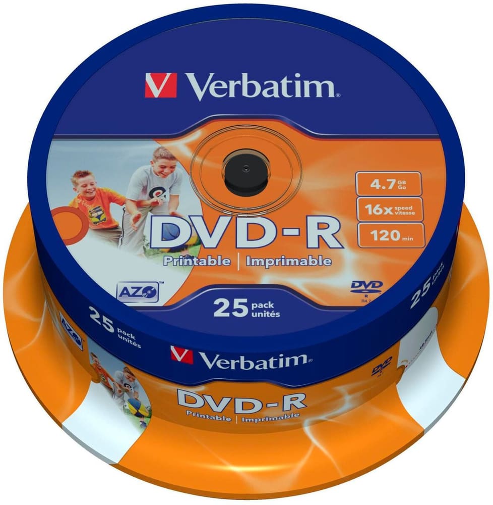 DVD-R 4,7 GB, fuso (25 pezzi) DVD vuoti Verbatim 785302436014 N. figura 1
