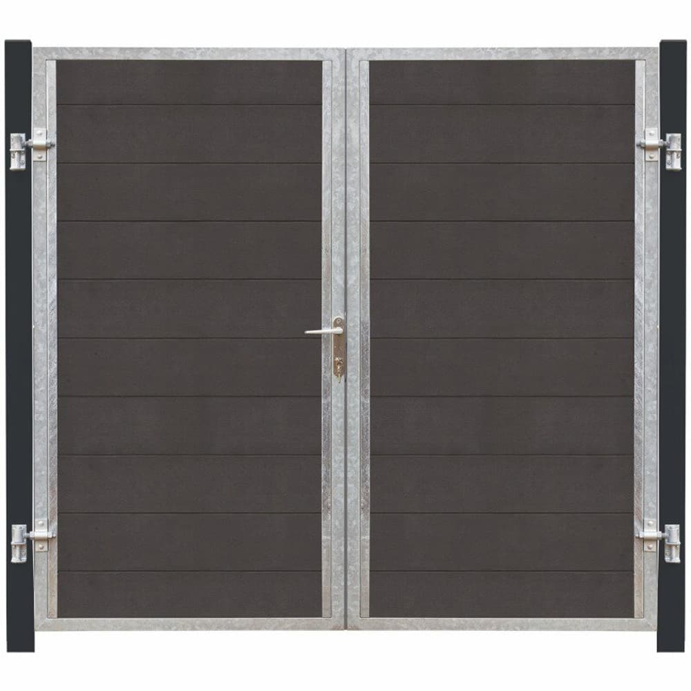 Futura WPC Porte double Li.197x180+16cm Poteaux Gris ardoise/FVZ/laque en poudre Porte PLUS 669700108442 Photo no. 1