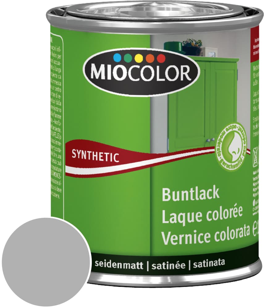 Synthetic Buntlack seidenmatt Silbergrau 750 ml Synthetic Buntlack Miocolor 661439800000 Farbe Silbergrau Inhalt 750.0 ml Bild Nr. 1