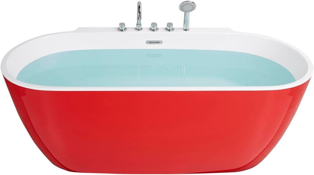 Badewanne freistehend rot mit Armatur oval 170 x 80 cm ROTSO Freistehende Badewanne Beliani 759245200000 Bild Nr. 1