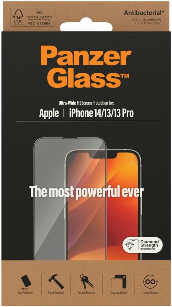 Ultra Wide Fit iPhone 13/13 Pro/14 Smartphone Schutzfolie Panzerglass 785302422947 Bild Nr. 1