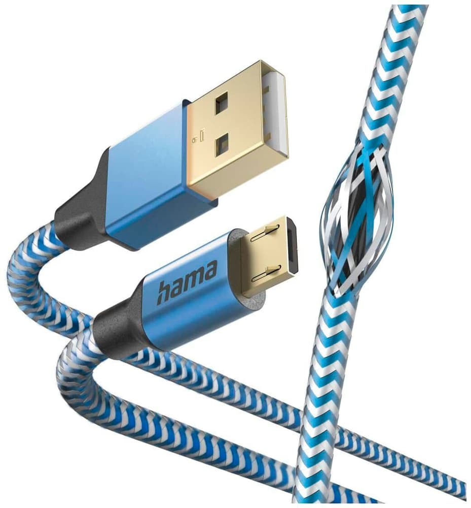 Reflective, USB-A - micro-USB, 1,5 m, nylon, bleu Câble de recharge Hama 785300173143 Photo no. 1