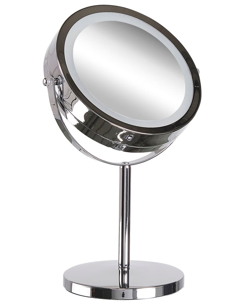 Specchio da tavolo LED ø 20 cm argento VERDUN Specchio per make-up Beliani 669700118938 N. figura 1