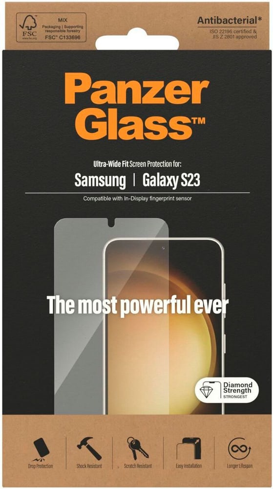 Ultra Wide Fit Galaxy S23 Smartphone Schutzfolie Panzerglass 785300185599 Bild Nr. 1