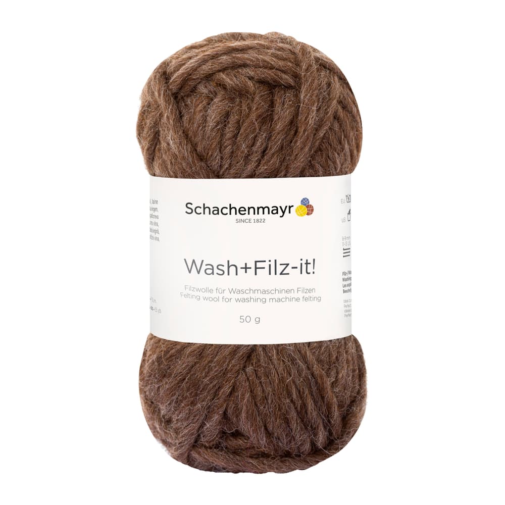 Filzwolle «Wash + Filz-it!» Filzwolle Schachenmayr 667089000060 Farbe Braun Grösse L: 14.0 cm x B: 5.0 cm x H: 7.0 cm Bild Nr. 1