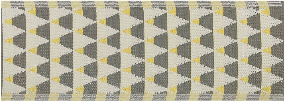 Outdoor Teppich grau-gelb 60 x 105 cm Dreieck Muster Kurzflor HISAR Outdoorteppich Beliani 759195200000 Bild Nr. 1