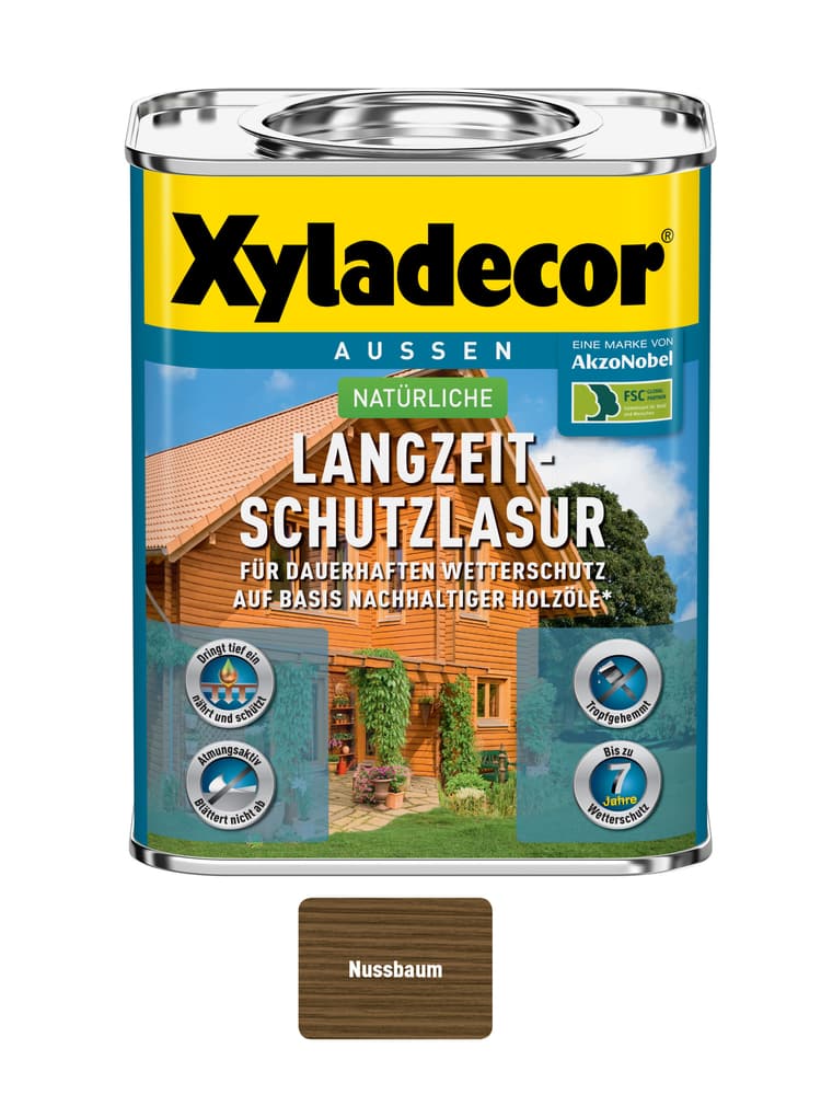 natürliche Langzeitschutzlasur Nussbaum 750 ml Lasur XYLADECOR 661777500000 Farbe Nussbaum Inhalt 750.0 ml Bild Nr. 1