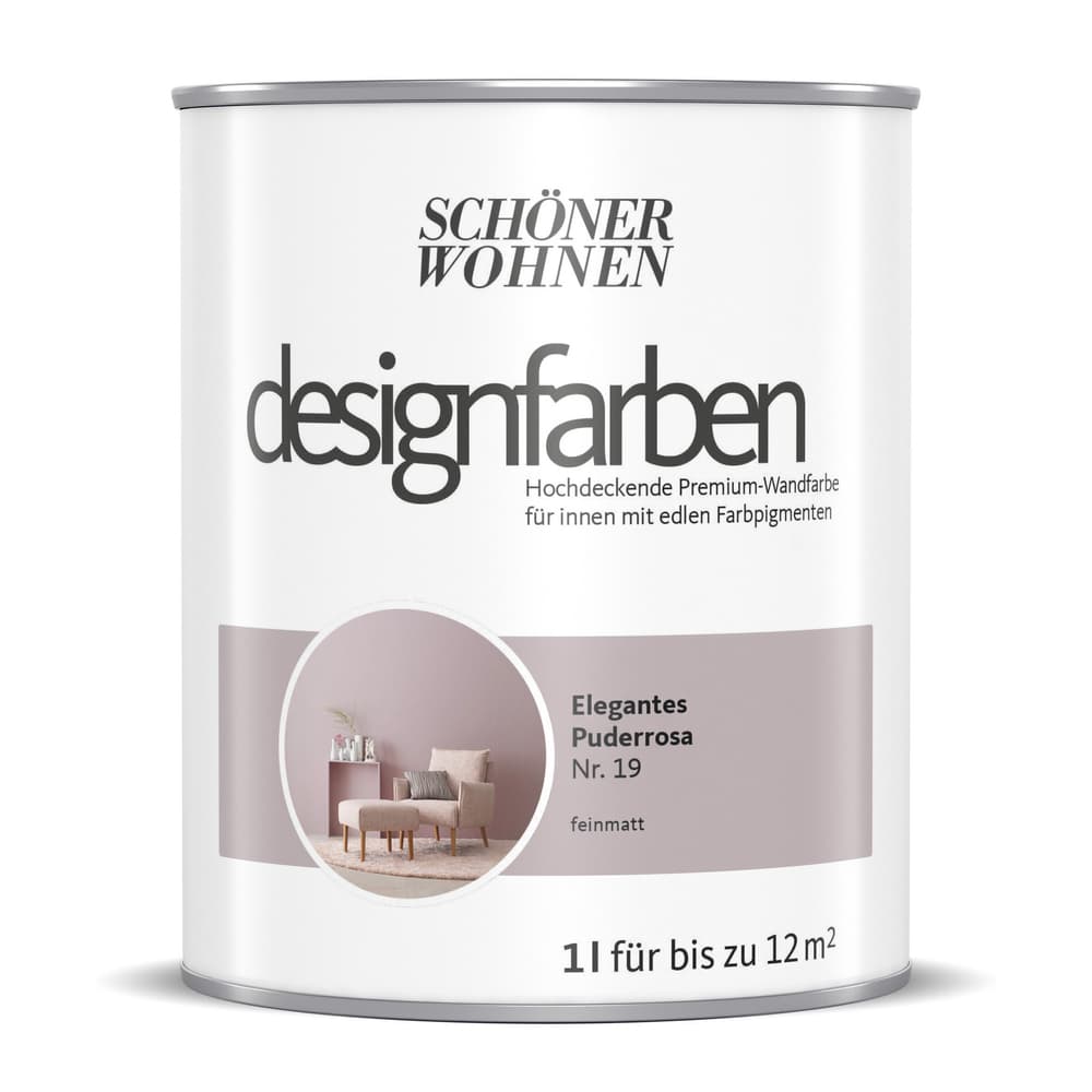 Designfarbe Puderrosa 1 l Pittura per pareti Schöner Wohnen 660993100000 Contenuto 1.0 l N. figura 1