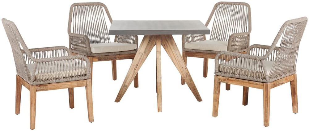 Set de jardin avec 4 chaises et table carré en fibre-ciment gris et beige OLBIA Ensemble lounge de jardin Beliani 655525000000 Photo no. 1