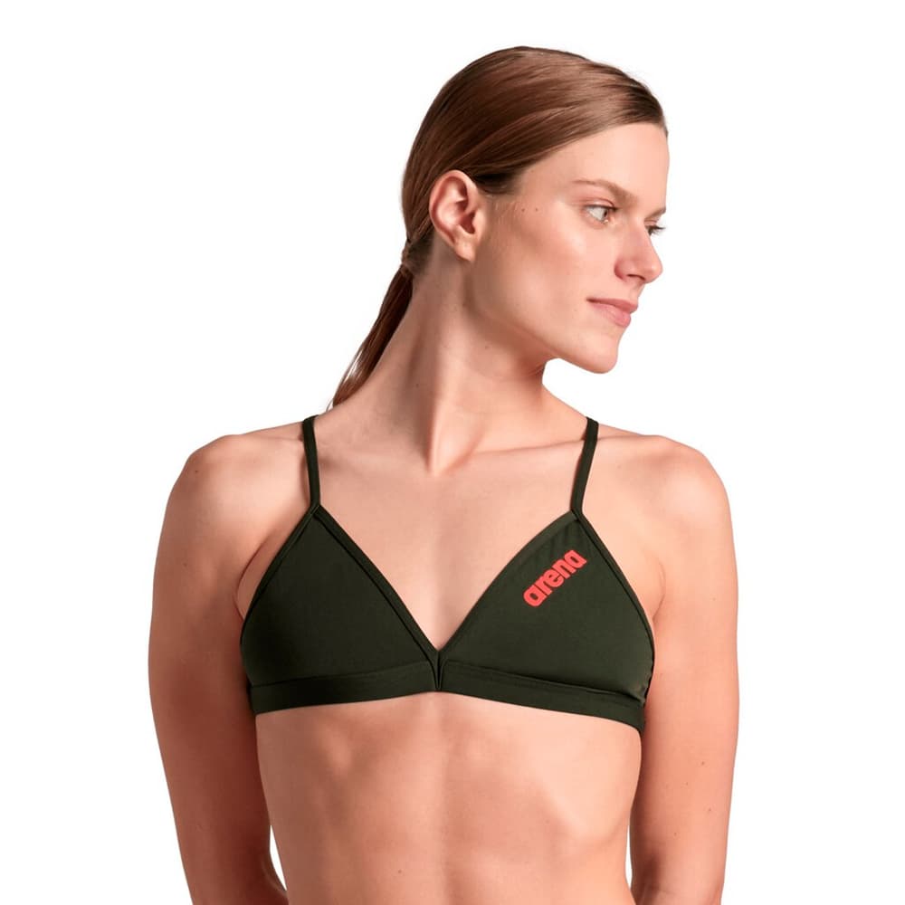 W Team Swim Top Tie Back Solid Bikini-Oberteil Arena 473660604063 Grösse 40 Farbe Dunkelgrün Bild-Nr. 1