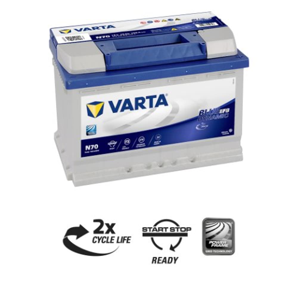 VARTA 570-500-065LN3(EFB/N70）バルタ 70Ah SILVER DYNAMIC EFB-