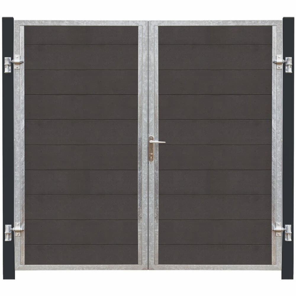 Futura WPC Porte double Re.197x180+16cm Poteaux Gris ardoise/FVZ/laque en poudre Porte PLUS 669700108441 Photo no. 1