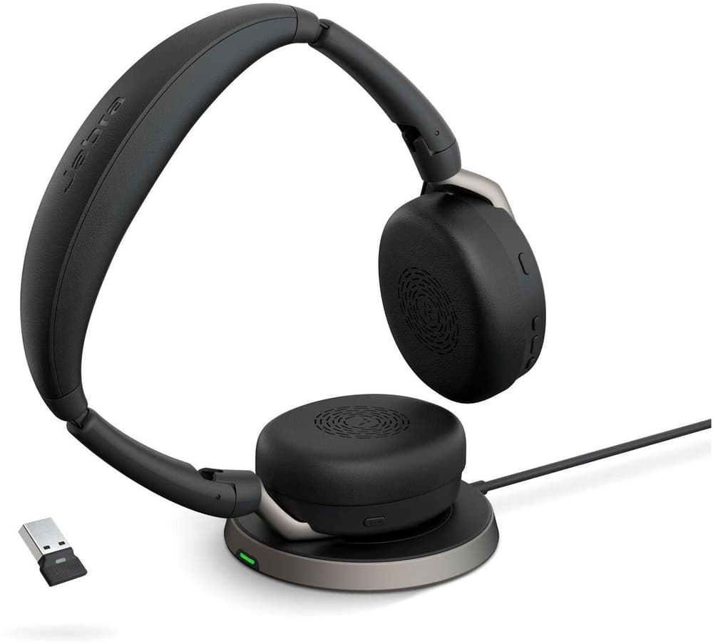 Evolve2 65 Flex Duo MS, USB-A, inclusa stazione di ricarica Headset office Jabra 785302400169 N. figura 1