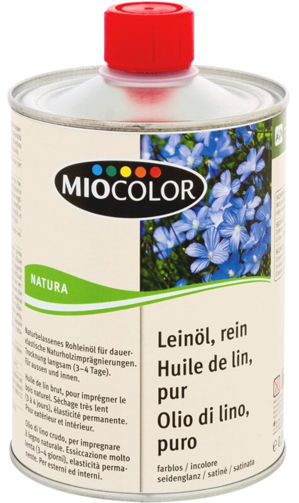 Natura Huile de lin, pure Incolore 500 ml Huiles + Cires pour le bois Miocolor 661284300000 Photo no. 1