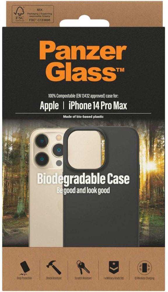 Biodegradable iPhone 14 Pro Max Schwarz Smartphone Hülle Panzerglass 785300196531 Bild Nr. 1