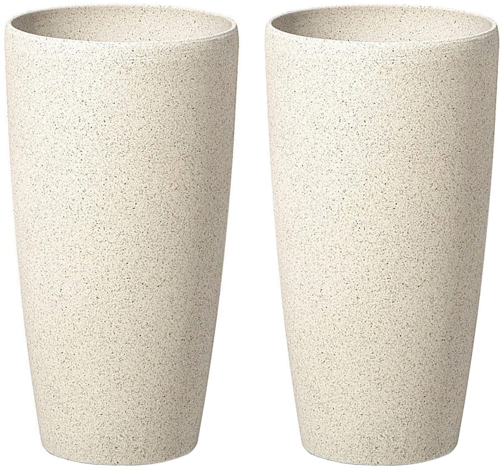 Set di 2 vasi polvere di pietra beige chiaro  23 cm ABDERA Vaso per fiori Beliani 615191400000 N. figura 1