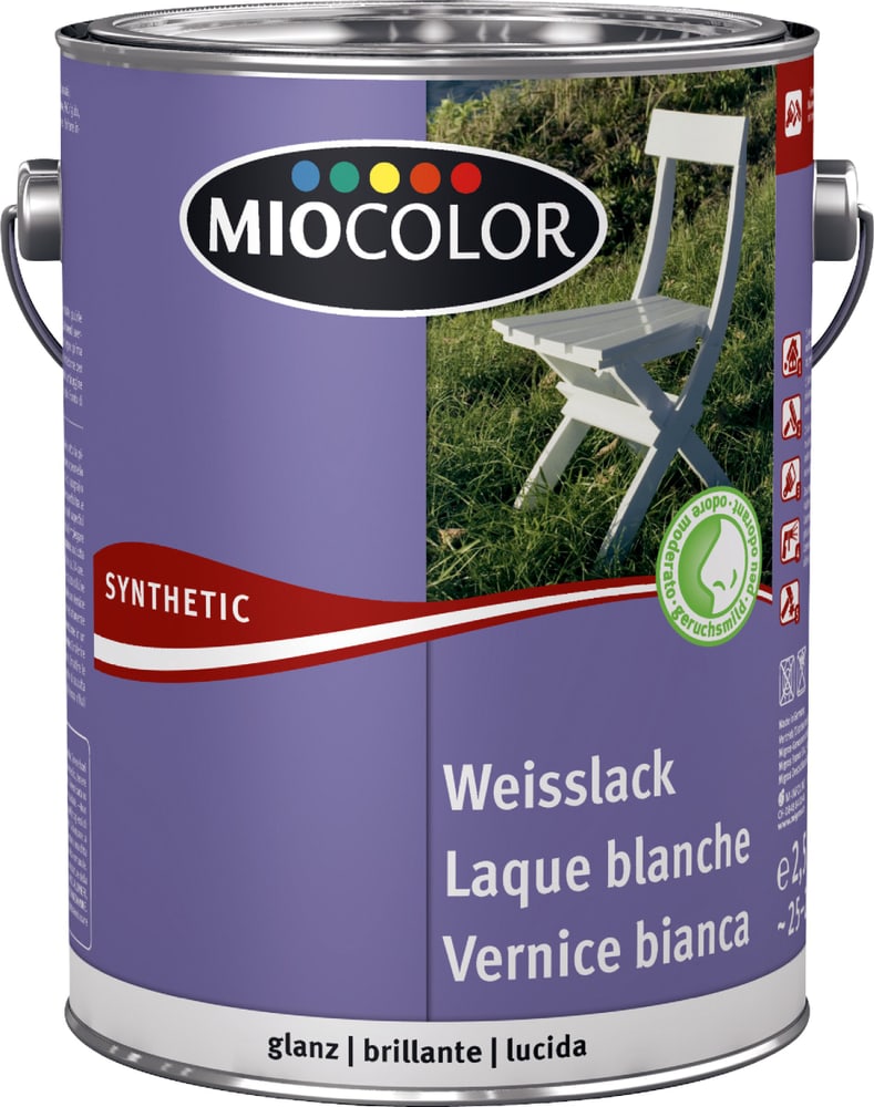 Miocolor Vernice sintetica bianca lucida Bianco 2.5 l Vernice sintetica bianca Vernice sintetica bianca lucida Bianco 2.5 l Vernice sintetica bianca Miocolor 661445700000 Colore Bianco Contenuto 2.5 l N. figura 1