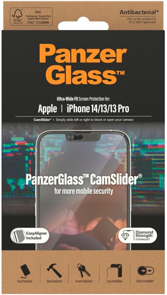 Ultra Wide Fit Cam-Slider iPhone 13/13 Pro/14 Protection d’écran pour smartphone Panzerglass 785300187210 Photo no. 1