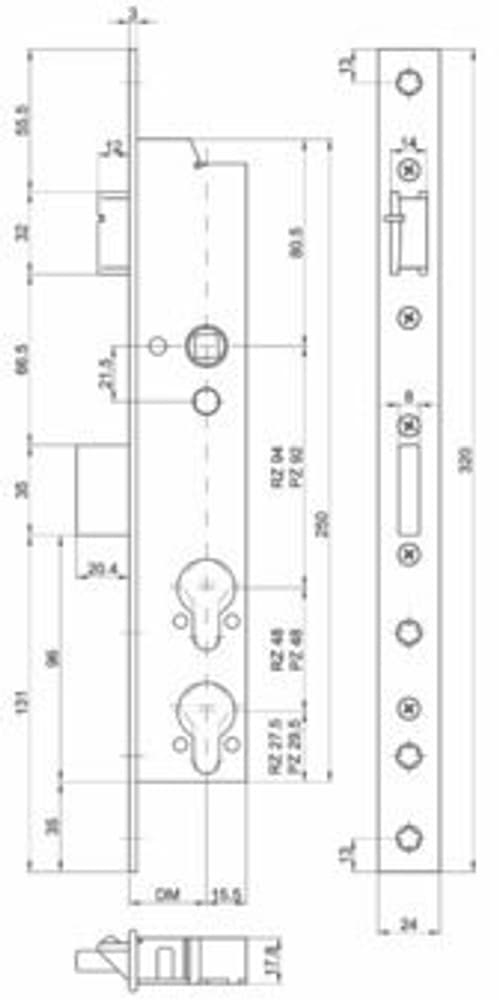 Serratura d'infilare di sicurezza antipanico telaio tubolare MSL DELTA 19544 PE-SV Serratura MSL 669700112582 N. figura 1