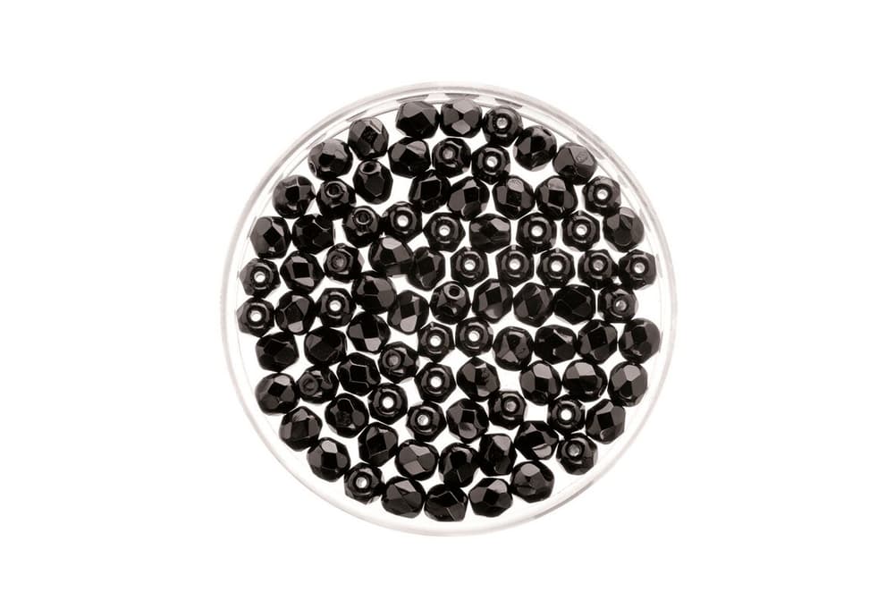 Perles en verre taillé 4mm 100pcs noir Perles artisanales 608141700000 Photo no. 1