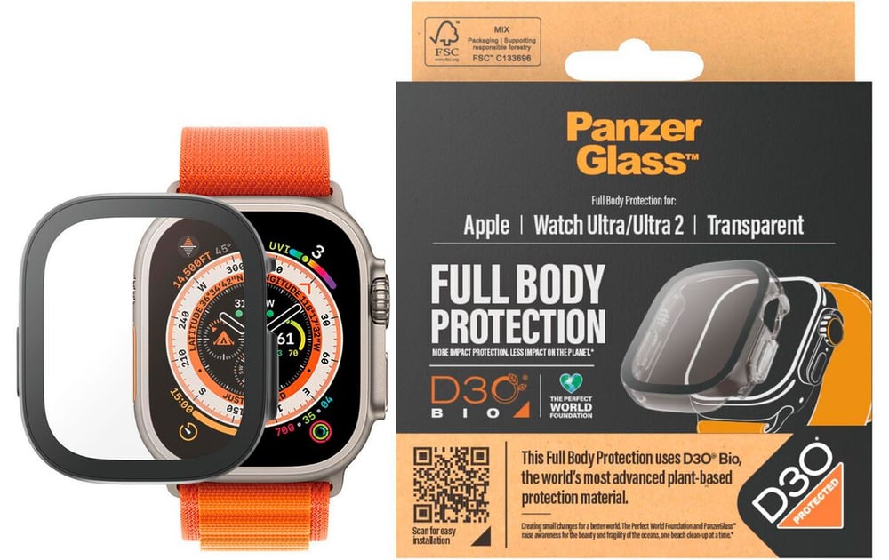 Corps intégral Apple Watch Ultra 49 mm Transparent Bracelet de montre intelligente Panzerglass 785302421547 Photo no. 1