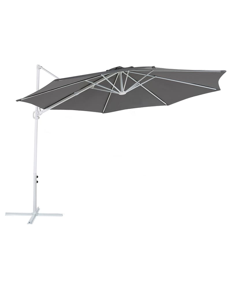 Parasol en porte-à-faux gris foncé et blanc  2,95 m SAVONA II Parasol suspendu Beliani 753433100000 Photo no. 1