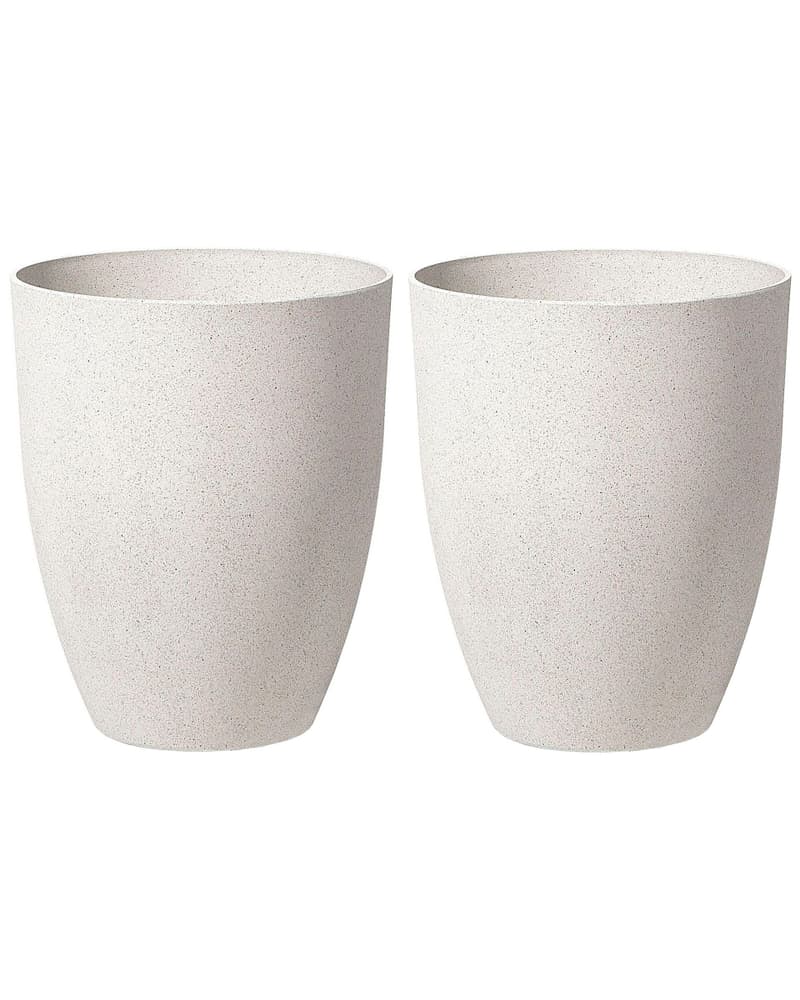 Lot de 2 cache-pots blanc cassé 43 x 43 cm CROTON Lot de 2 pots de fleurs Beliani 669700118132 Photo no. 1