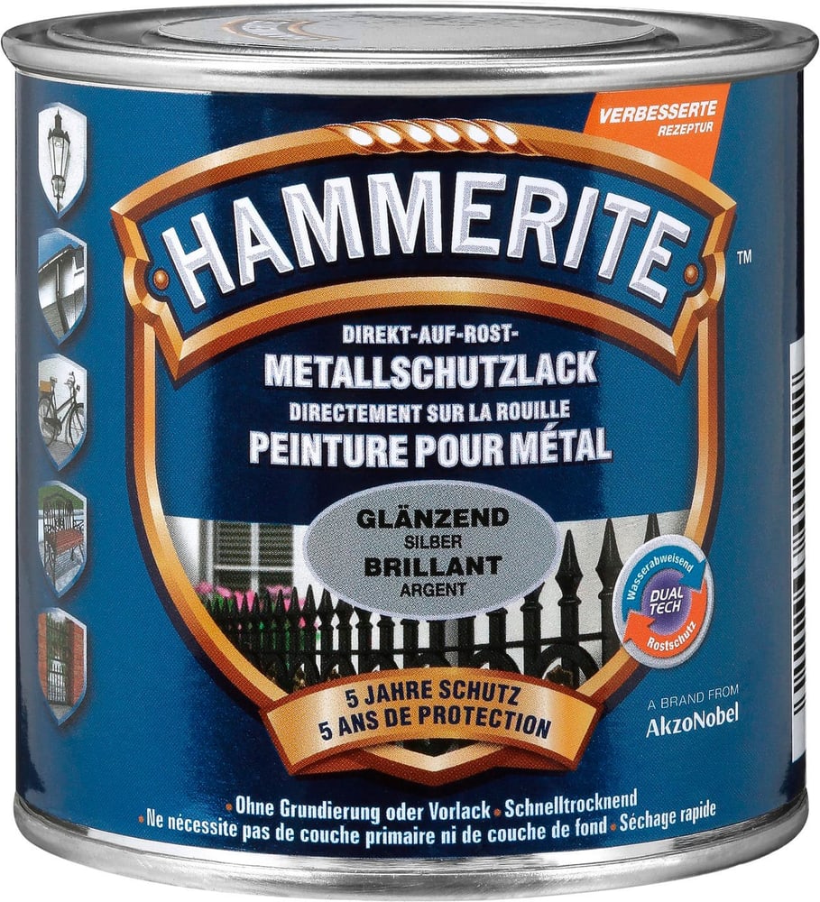 Pittura per metalli argente  brillante 250 ml Pittura per metalli Hammerite 660806200000 Colore Argenteo Contenuto 250.0 ml N. figura 1