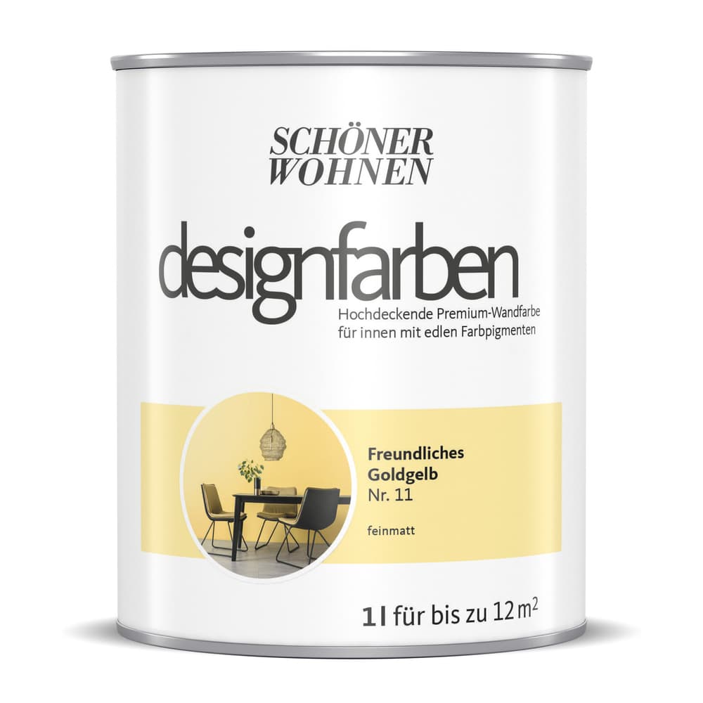 Designfarbe Goldgelb 1 l Pittura per pareti Schöner Wohnen 660992300000 Contenuto 1.0 l N. figura 1