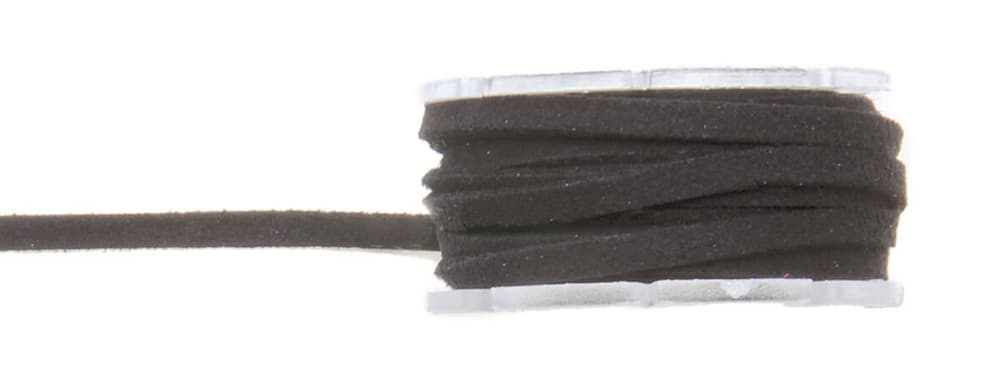 Velour-Lederband-Rolle 3mm/2m flach schwarz Veloursband 608124900000 Bild Nr. 1