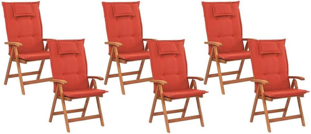 Set di 6 sedie in legno di acacia e cuscini terracotta JAVA Sedia da giardino Beliani 759232800000 N. figura 1