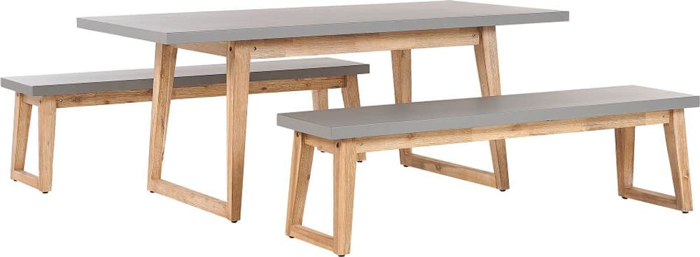 Gartenmöbel Set Beton / Akazienholz grau Tisch mit 2 Bänken ORIA Gartenlounge Beliani 759238000000 Bild Nr. 1