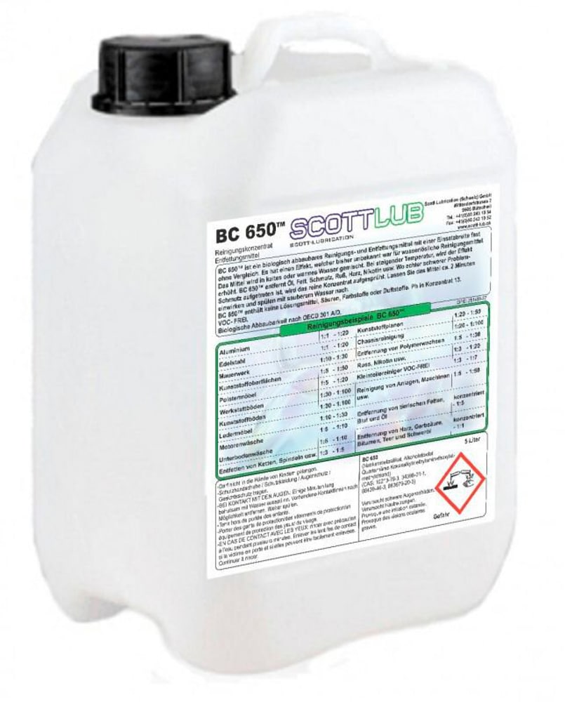 Scott BC 650 Concentrato detergente, sgrassante 5 litri Agenti di pulizia Scott Lubrication 669700104942 N. figura 1