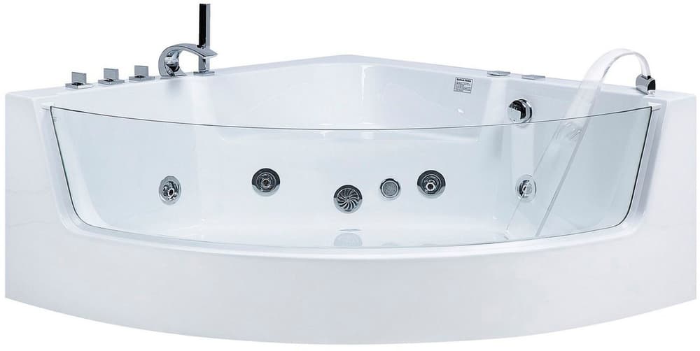 Whirlpool Badewanne weiss Eckmodell mit LED 190 x 135 cm MARINA Eckbadewanne Beliani 655501800000 Bild Nr. 1