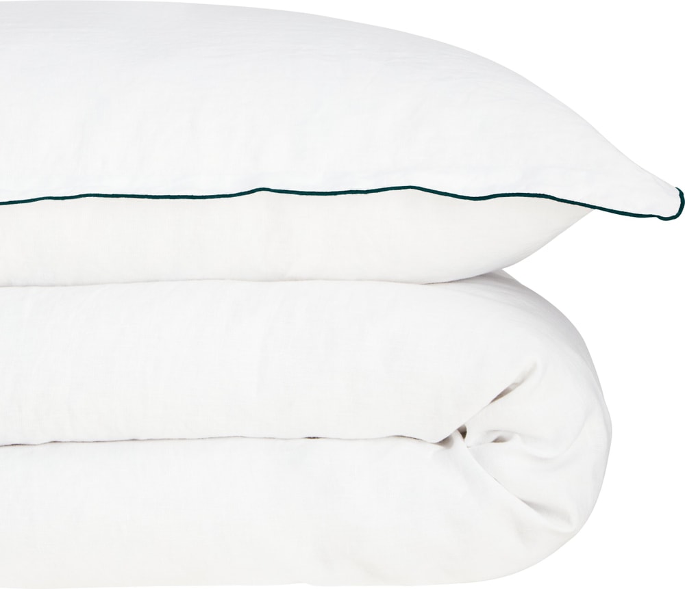 AVA Housse de couette en lin 451337512360 Dimensions Fourre de duvet - 160 x 210 cm Couleur blanc / jungle green Photo no. 1